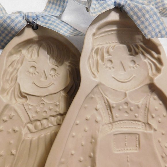 Vintage Raggedy Ann & Andy Brown Bag Cookie Art Hill Design Ceramic Molds 1980's - Picture 6 of 6